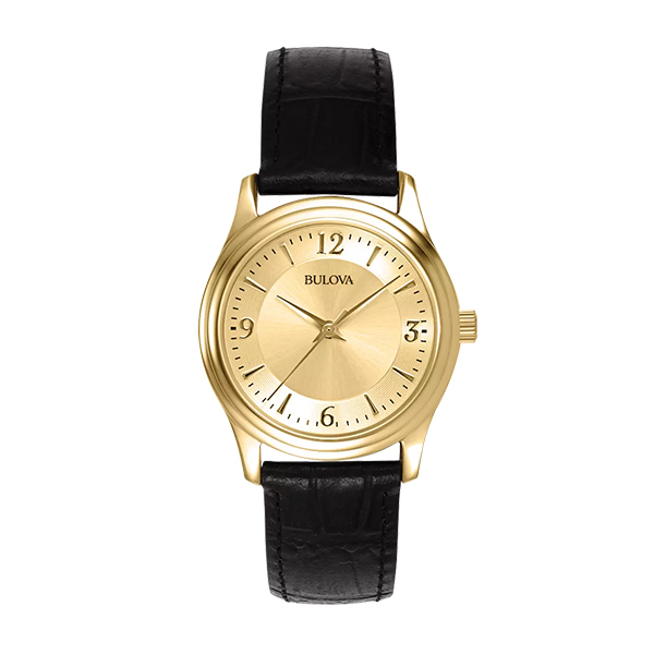 Bulova 97V25 Gold-Tone Leather Ladies Watch  - Gold