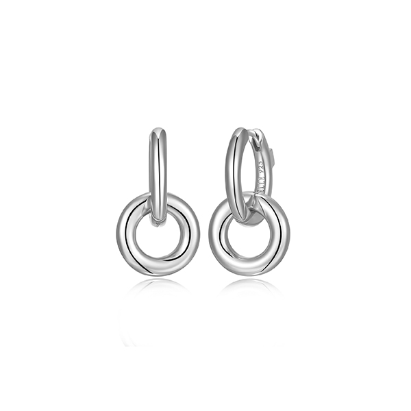ELLE "Simpatico" 16mm 2 in 1 Hoop with Removable Circle Link Earrings - Silver