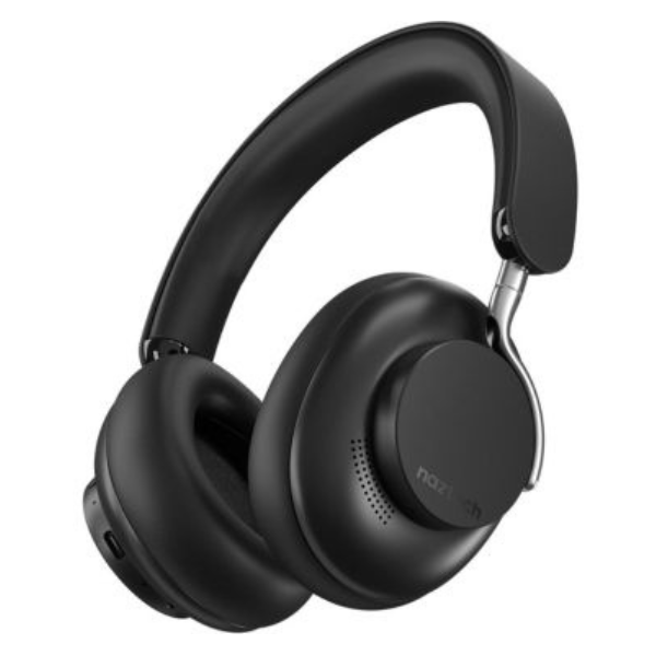 Naztech Bluetooth Headphones BLACK ANC Aura 360 Over the Ear Extra Deep Memory Foam Deep Rich Bass Dual Mics 3.5mm Aux Cable Titanium Coated Drivers