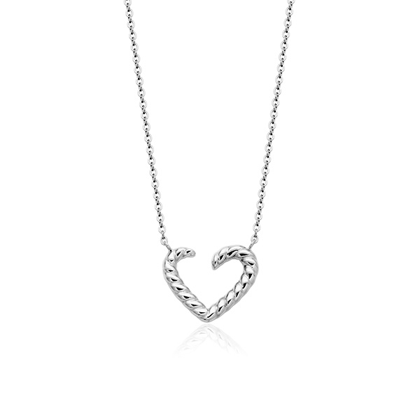 CJ Steelx Twisted Heart Necklace - Silver