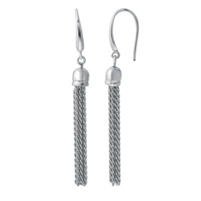 Charles Garnier Tessa Rope Chain Tassel Fishhook Earrings - Silver