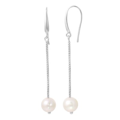 Charles Garnier Ellie White Pearl Fishhook Earrings - Silver