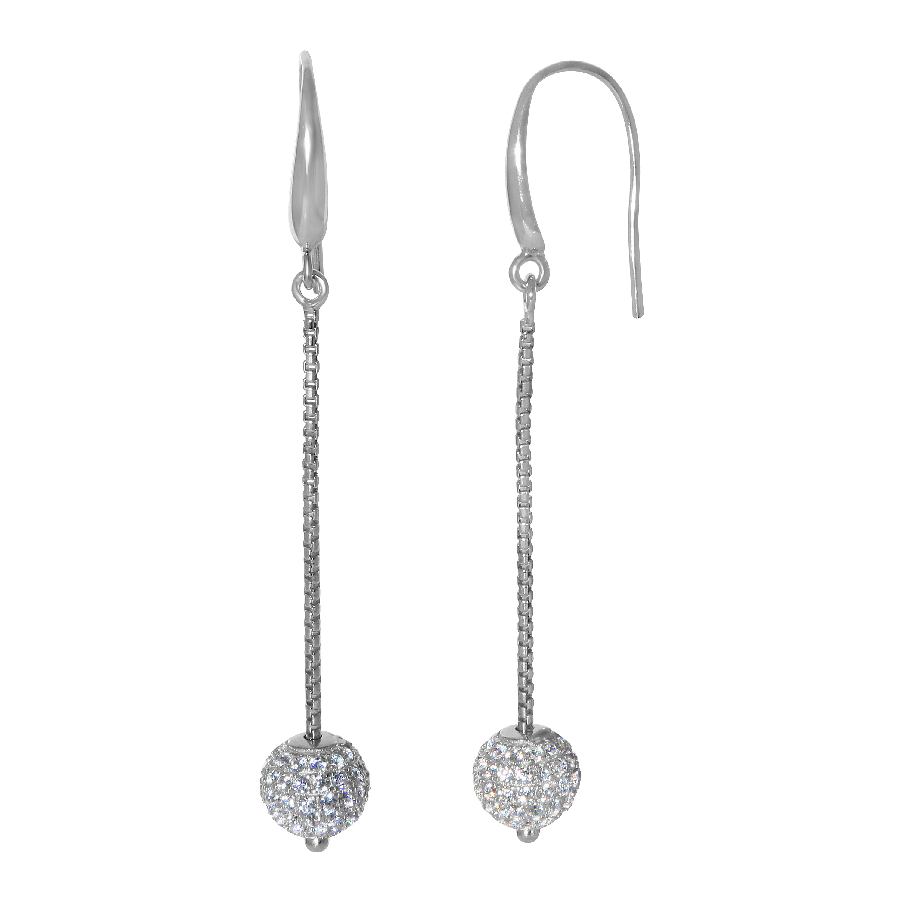 Charles Garnier Ellie Dangle Balll Fishhook Earrings - Silver