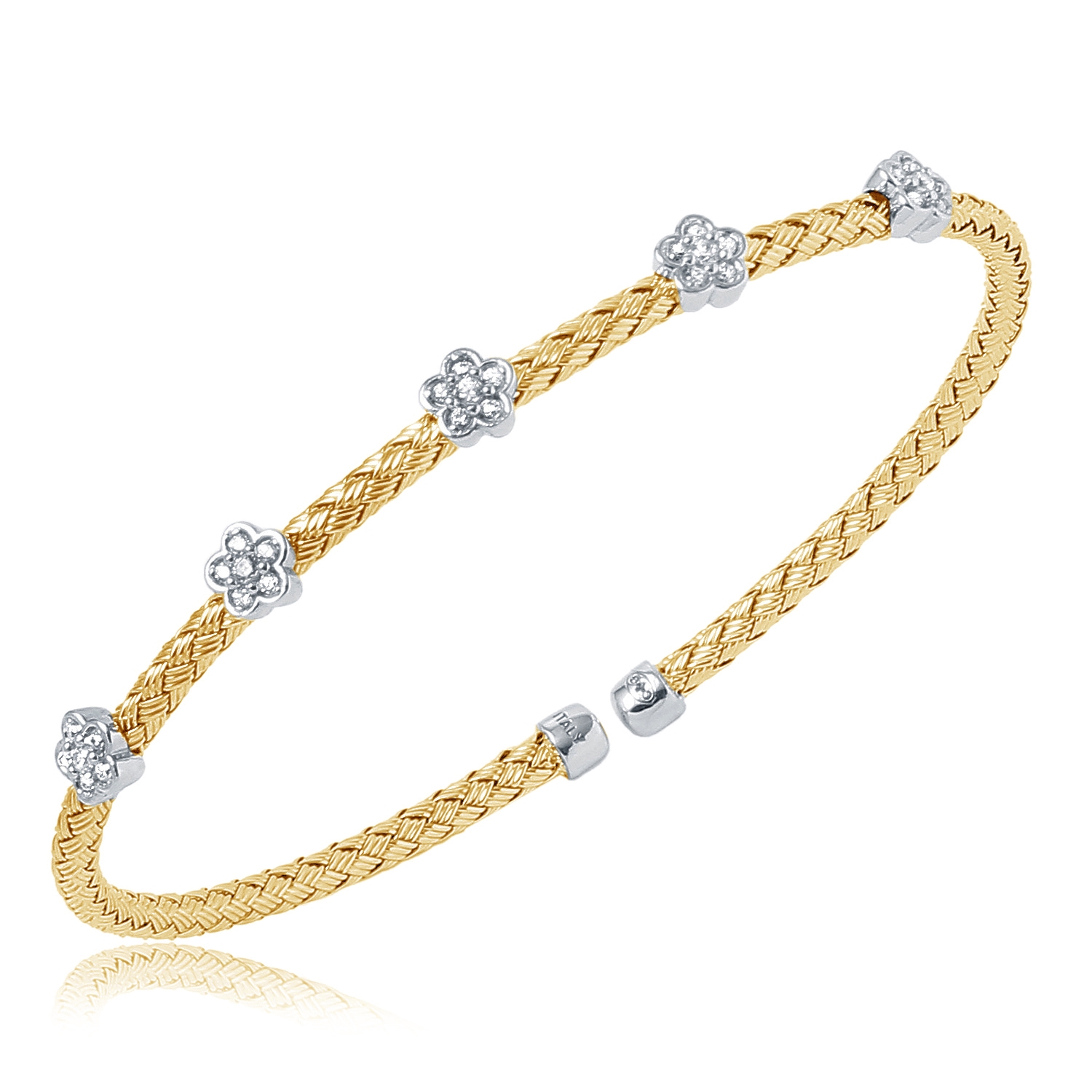 Charles Garnier Fiori Woven CZ Flowe Station Cuff - Gold