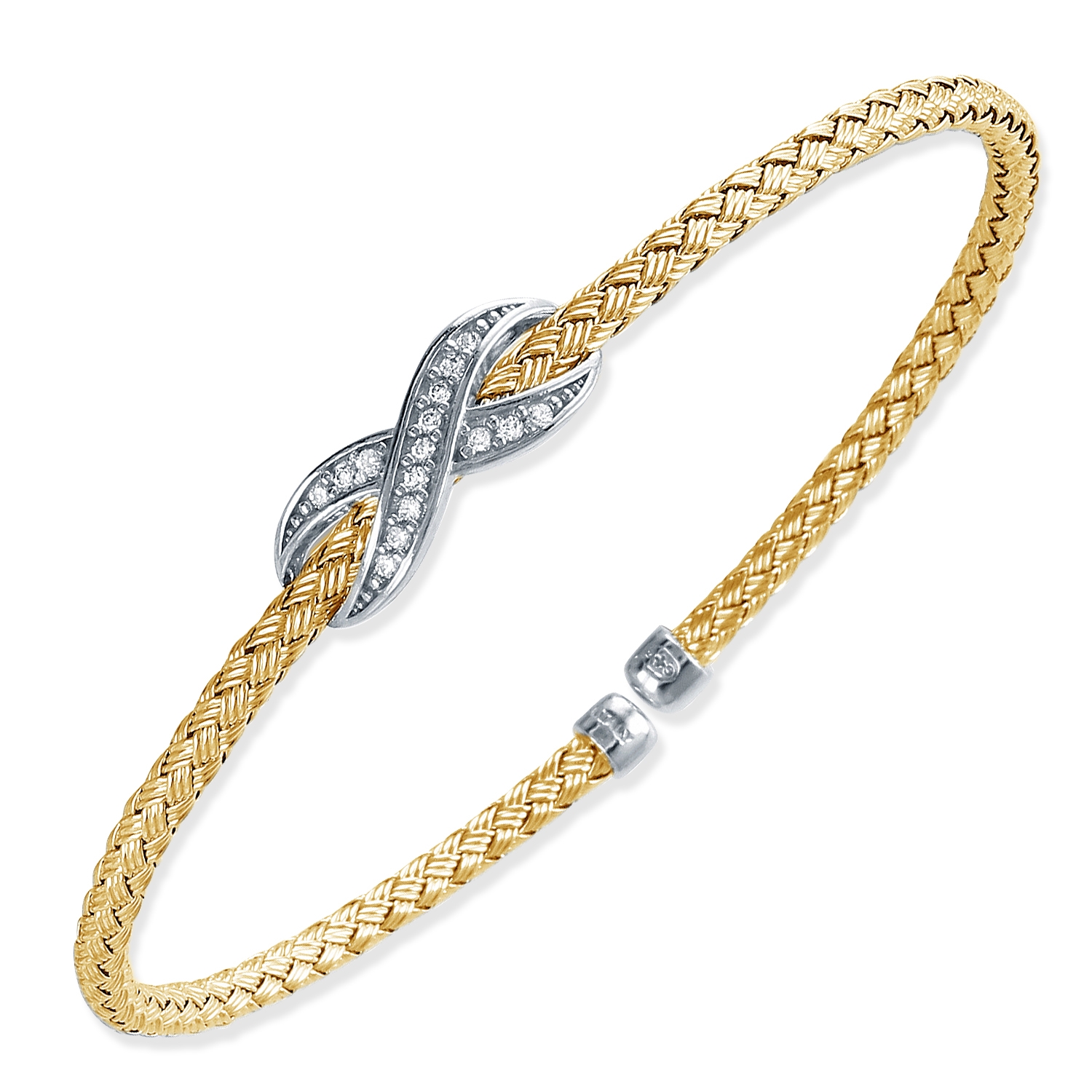 Charles Garnier Infinity  Woven CZ Round Cuff - Gold