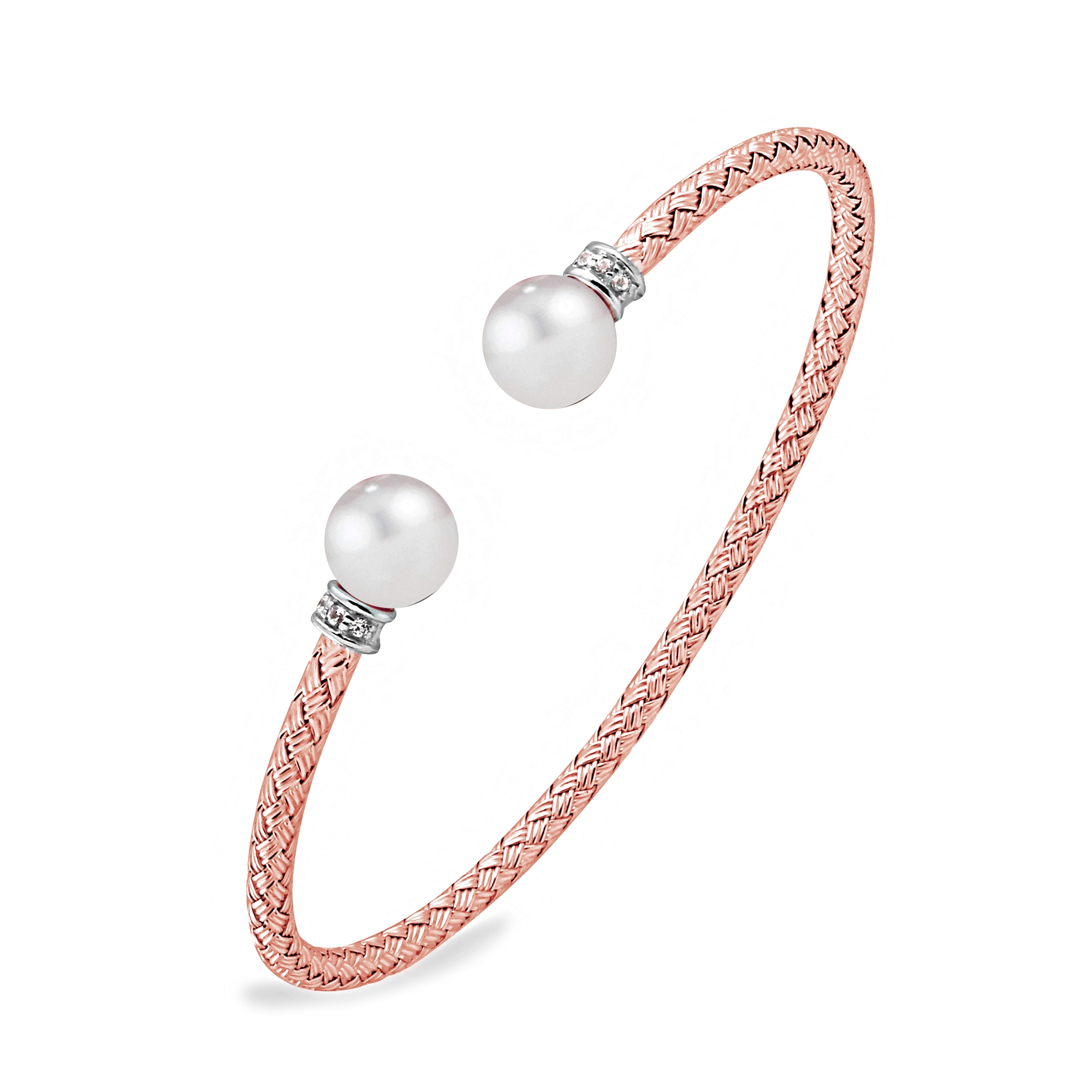 Charles Garnier Luna White Pearl Off Round Cuff - Rose Gold