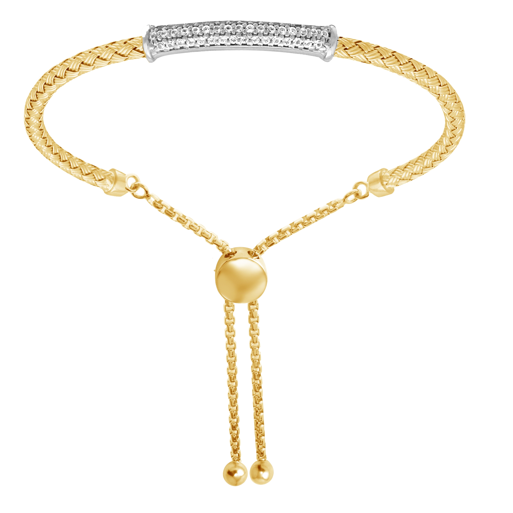 Charles Garnier Rachel Woven CZ Bar Bolo Bracelet - Gold