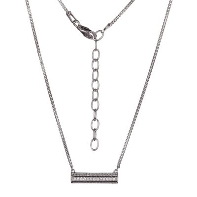 Charles Garnier CZ Hexagon Bar Pendant Necklace - Silver