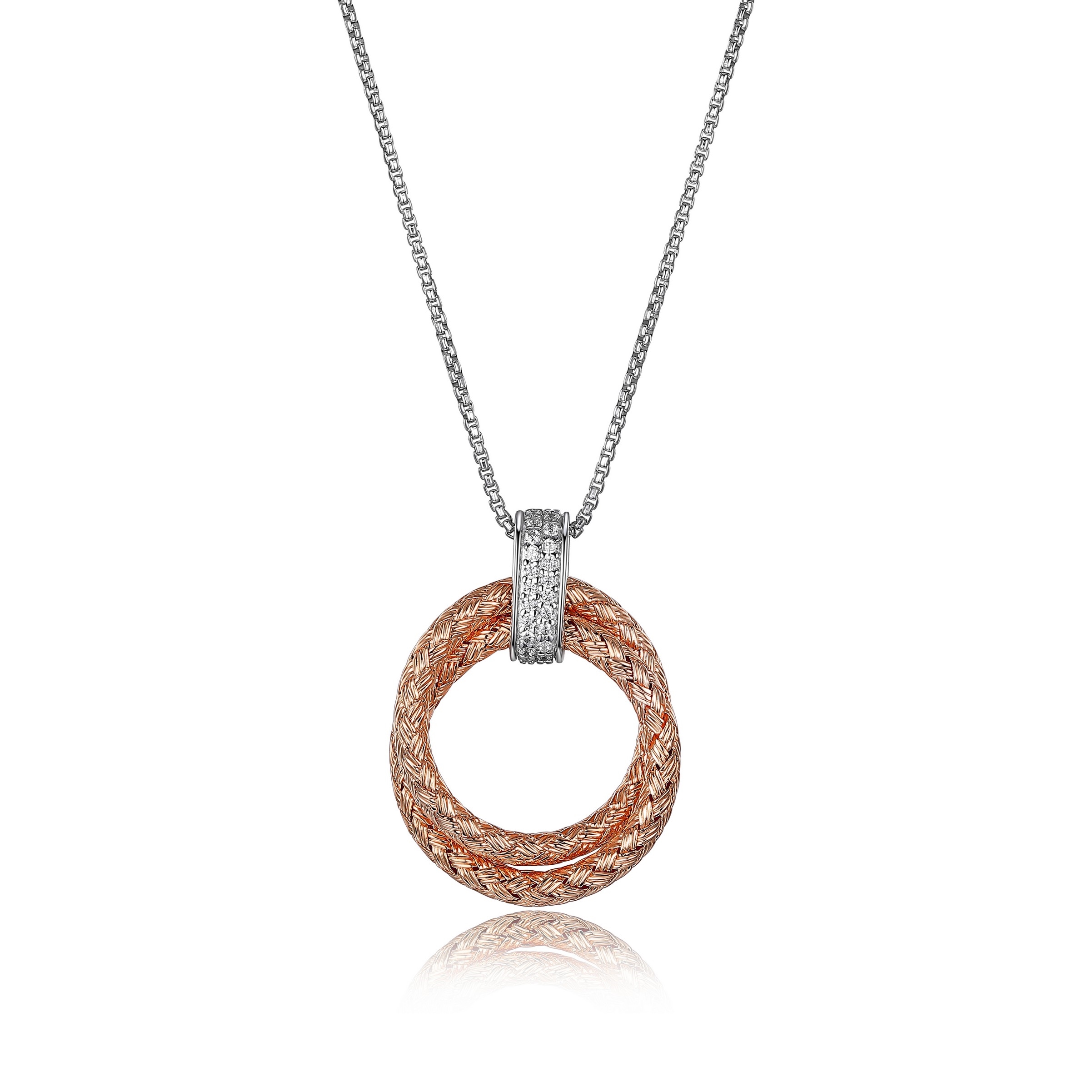 Charles Garnier Unity Double Mesh Hoop Pendant - Rose Gold