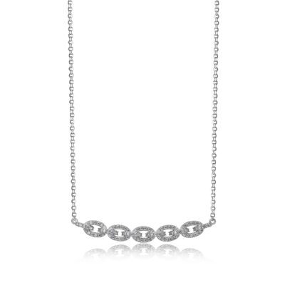 Charles Garnier Diamonique CZ Link Necklace - Silver