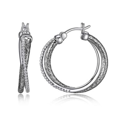 Charles Garnier Hoop Crossed Mesh Hoop Earrings - Silver