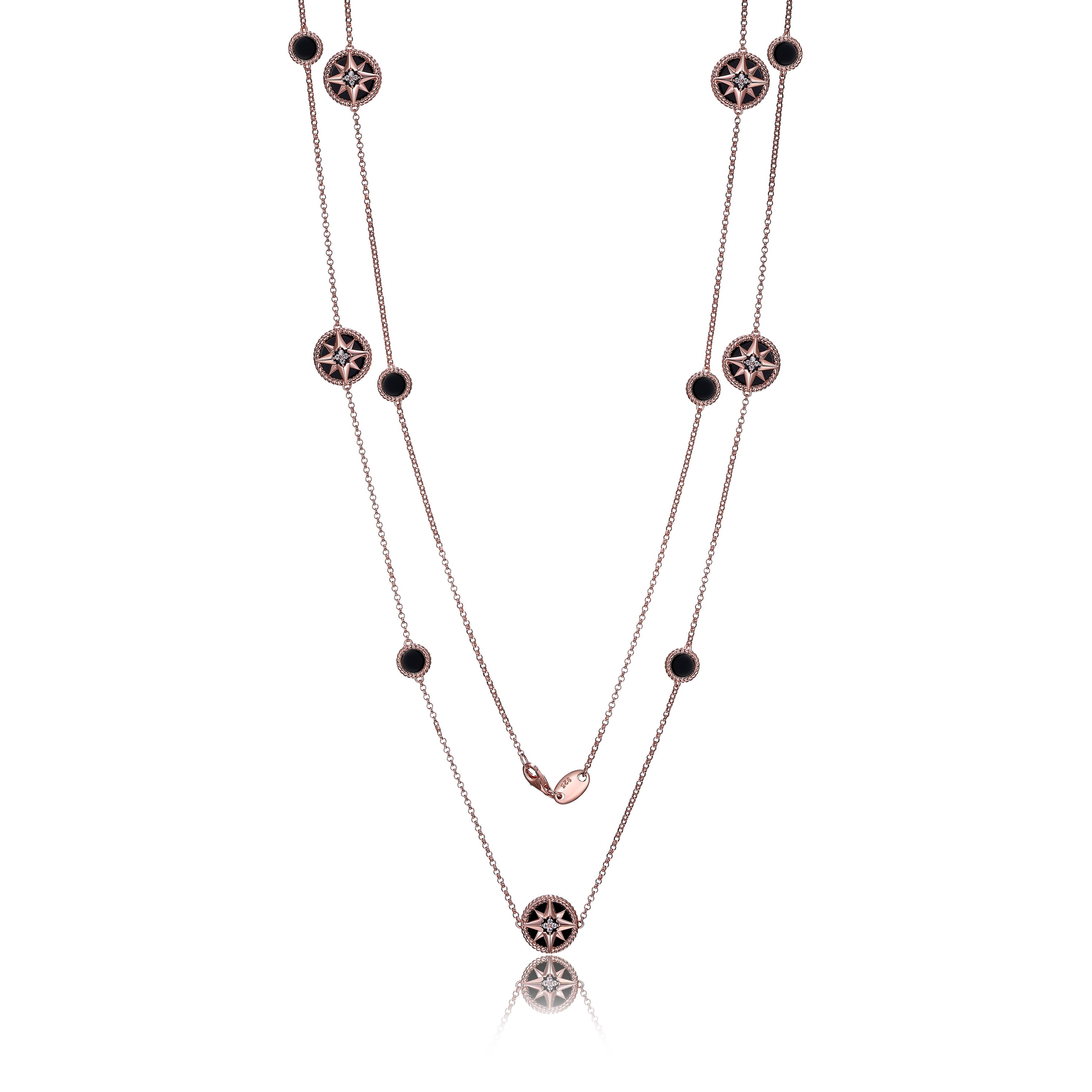 Charles Garnier Stella Black Agate Necklace - Rose Gold