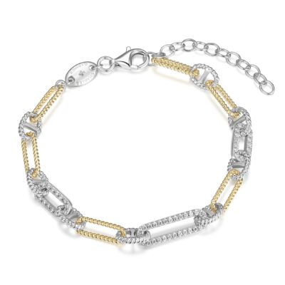 Charles Garnier PaperClip CZ Link Two Tone Bracelet