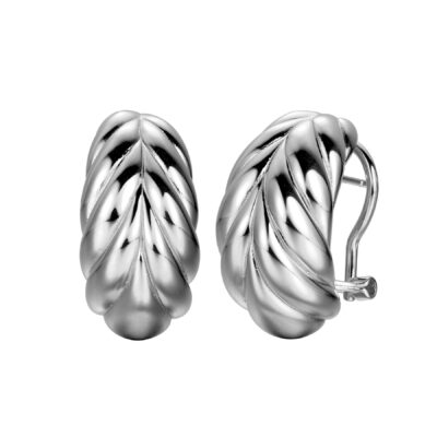 Charles Garnier  ELectric Hoops Ribbed Omega Clip Earrings - Silver