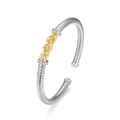 Charles Garnier New Mesh CZ Braid Open Cuff Bracelet