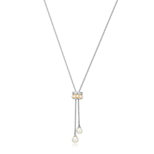 Charles Garnier Venus CZ Pearl Pendant Necklace - Silver