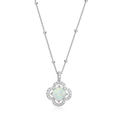 Charles Garnier Lopal Cushion Cut Opal Pendant Necklace - Silver