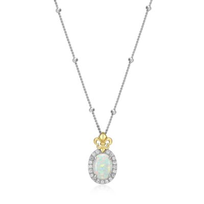 Charles Garnier Lopal Oval Cut Opal Pendant Necklace - Silver