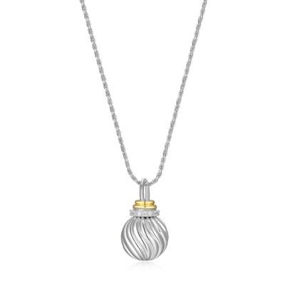 Charles Garnier Celeste CZ Spiral Ball Pendant Necklace - Silver