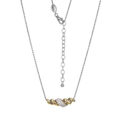 Charles Garnier  Celeste CZ Twisted Croissant Pendant Rope Chain Necklace - Silver