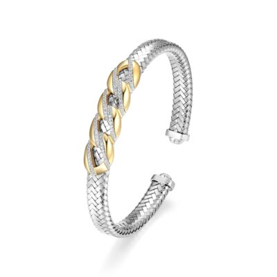 Charles Garnier New Mesh CZ Wave Two tone Cuff