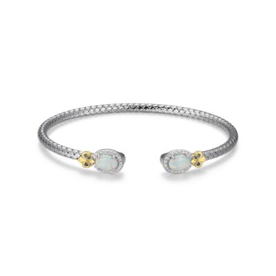 Charles Garnier Lopal CZ Created Opal Oval Cuff - Silver