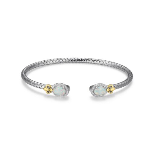 Charles Garnier Lopal CZ Created Opal Oval Cuff - Silver