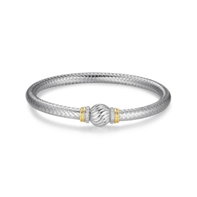Charles Garnier Celeste CZ Spiral Ball Bangle - Silver