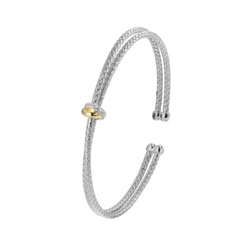 Charles Garnier Flourish CZ Double Cuff - Silver
