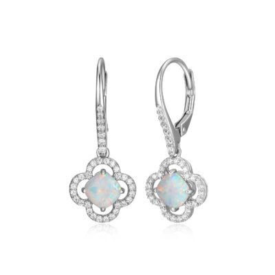 Charles Garnier Lopal Created Opal Cushion Earrings - Silver