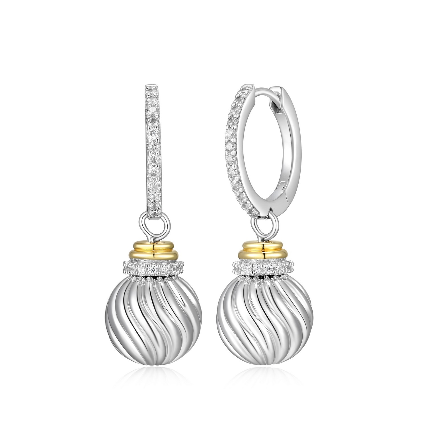 Charles Garnier Celeste Spiral Ball Hoop Earrings - Silver