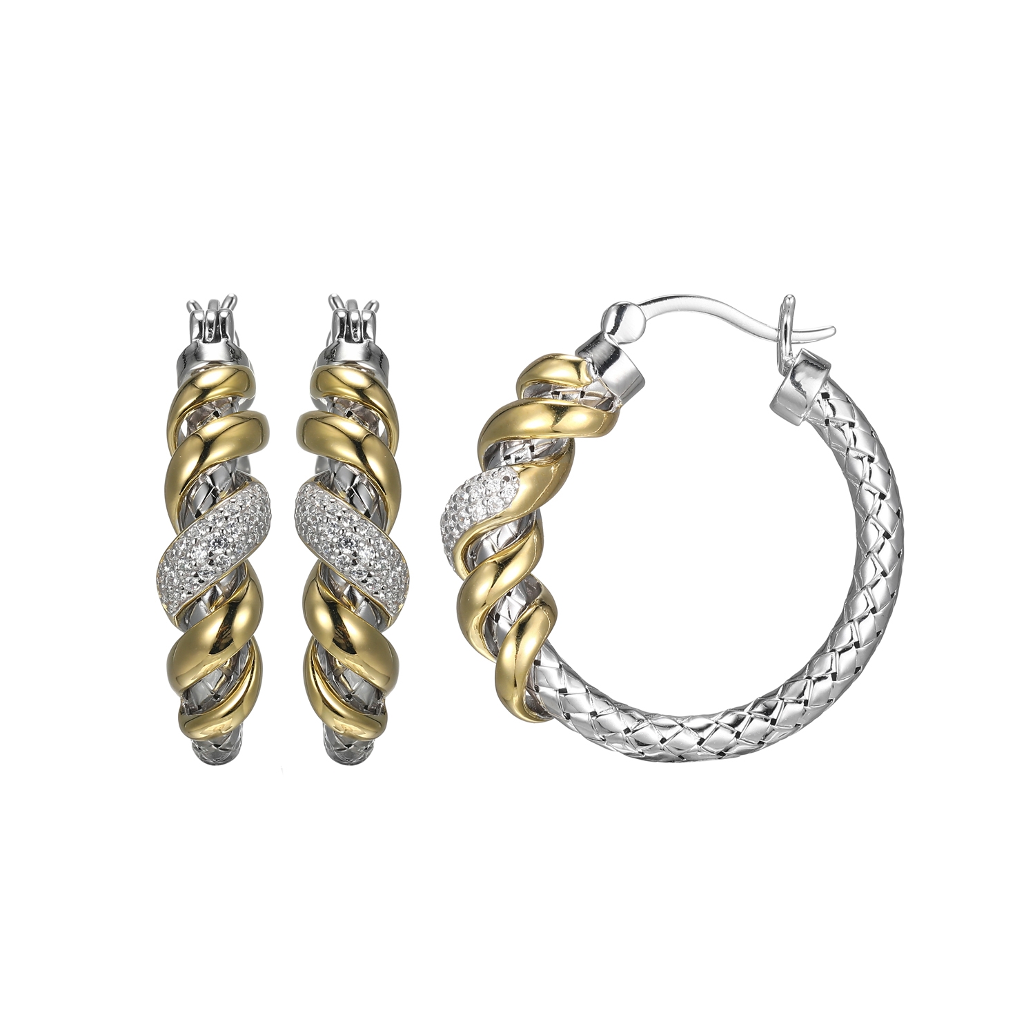 Charles Garnier Celeste Spiral Hoop Earrings - Silver and Gold