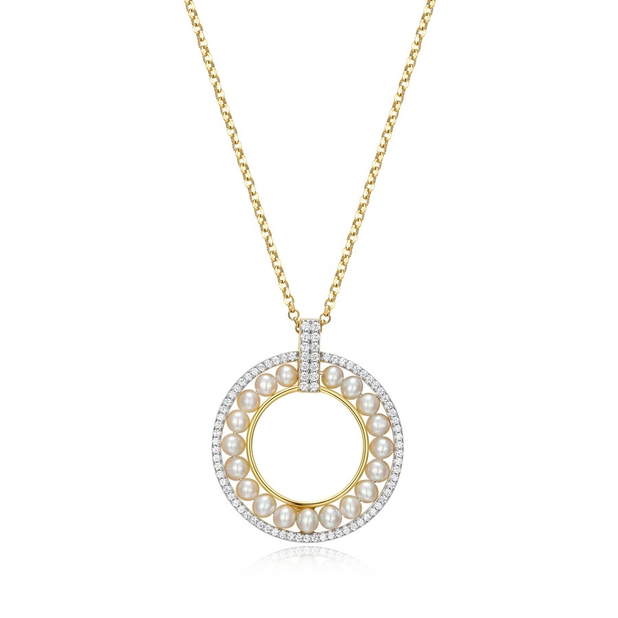 Charles Garnier Venus White Pearl Off Round Pendant Necklace - Gold