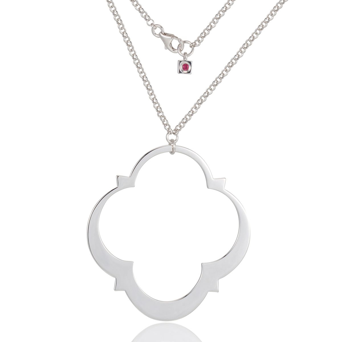 ELLE Compass Rose Long Necklace - Silver