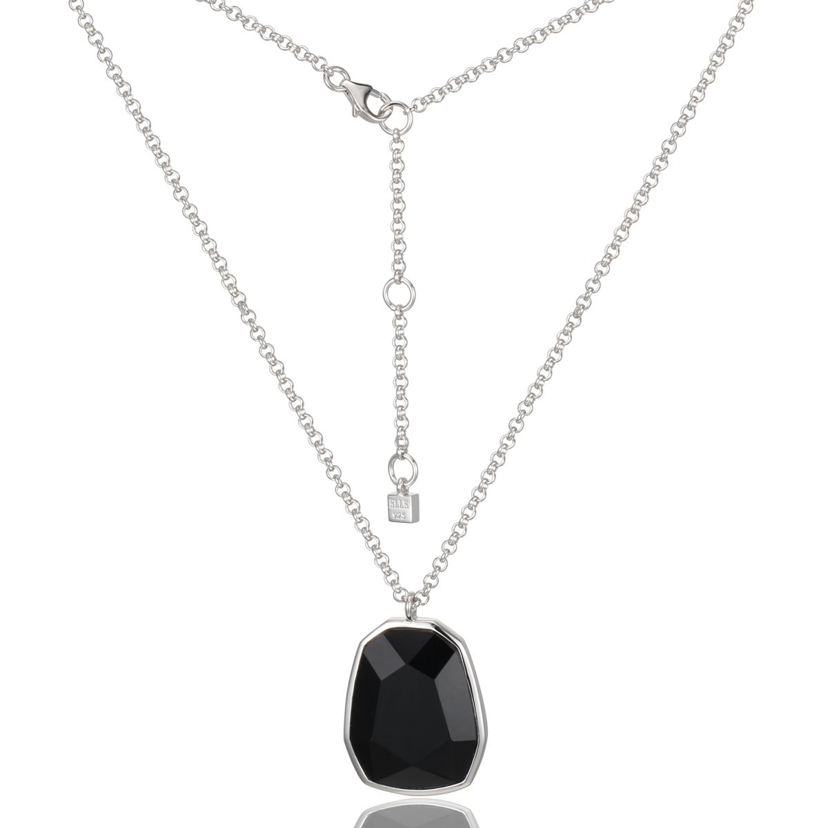 ELLE Exuberance Black Agate Necklace - Silver