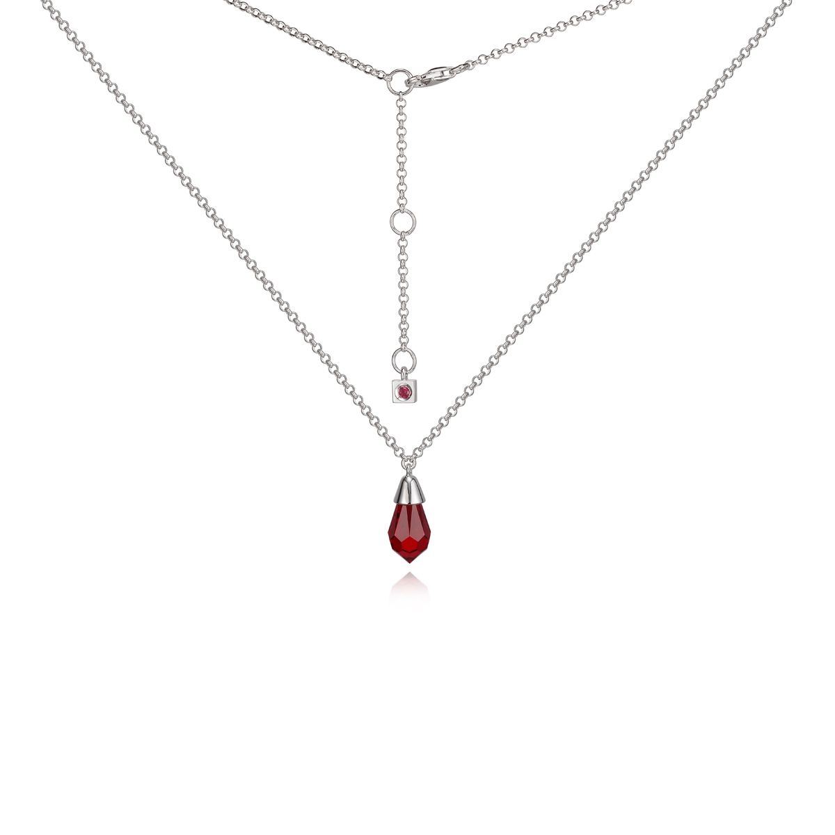ELLE Starpoint Red Swarovski Crystals Drop Necklace - Silver