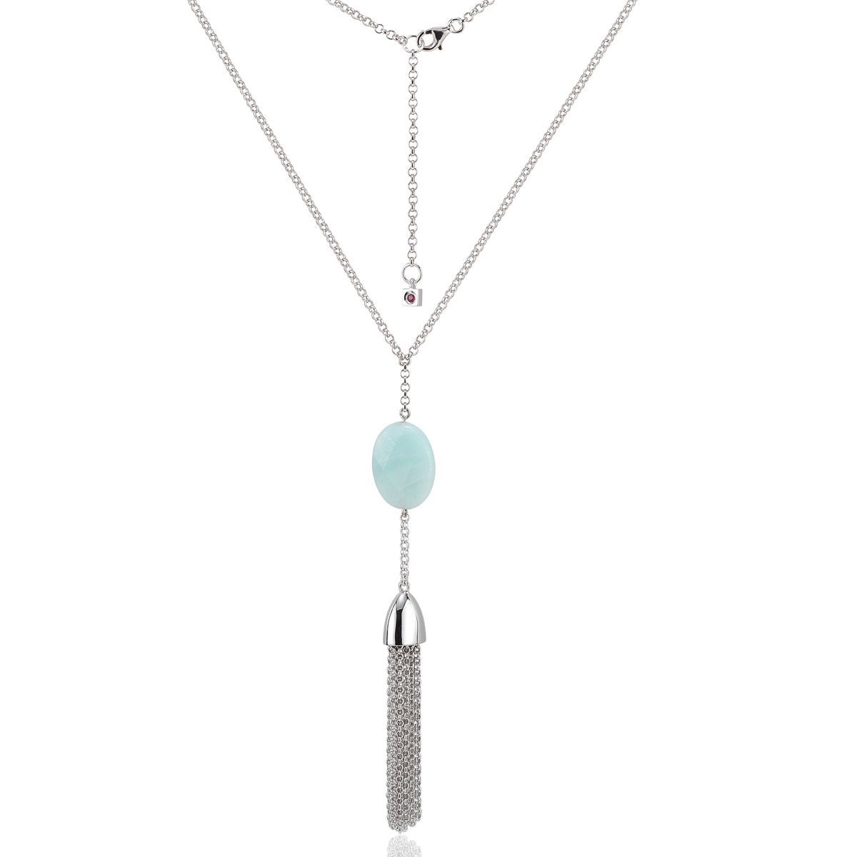 ELLE Calypso Dyed Green Quartz and Tassel Necklace - SIlver