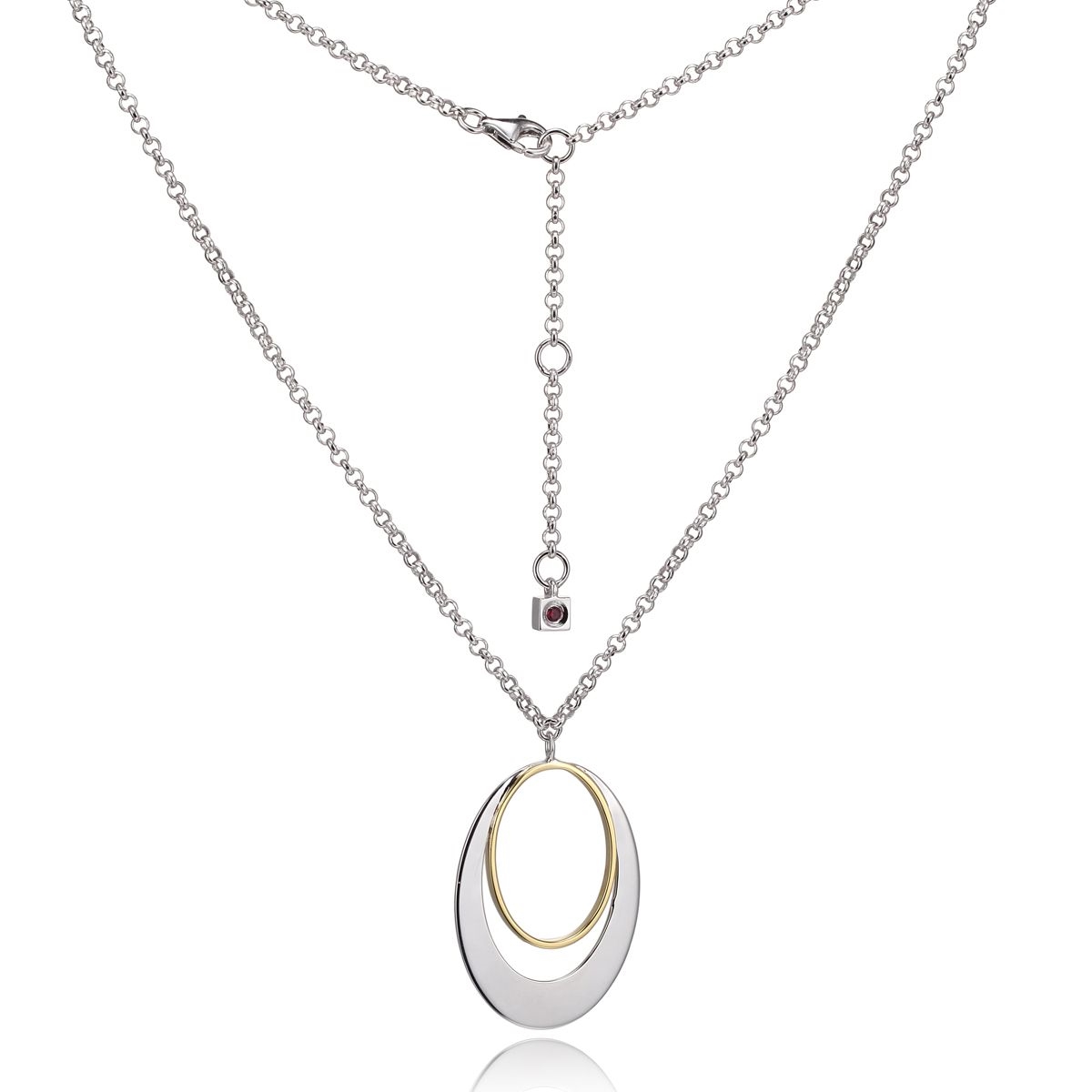 ELLE Tempo Two Tone Oval Necklace