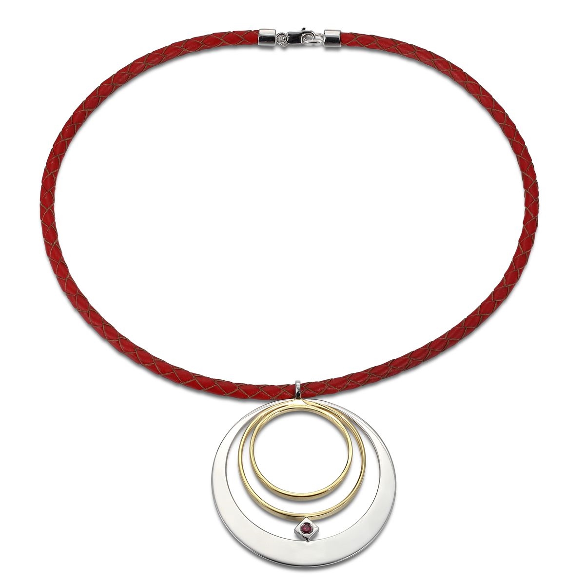 ELLE Tempo Two Tone Circle Woven Cord Necklace