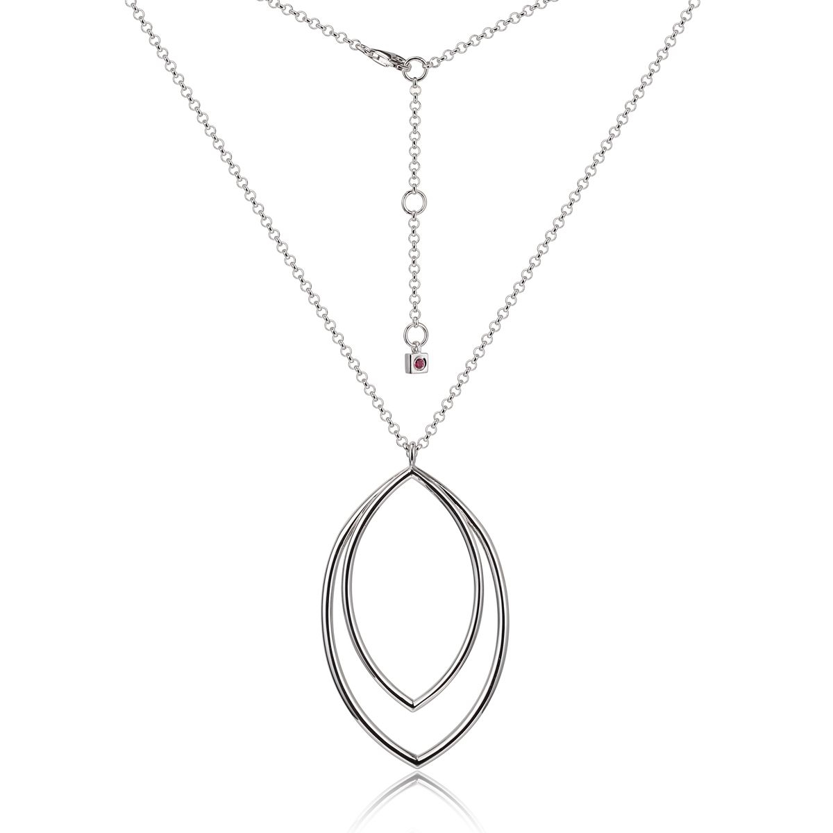 ELLE Waves Large Double Marquise Necklace - Silver