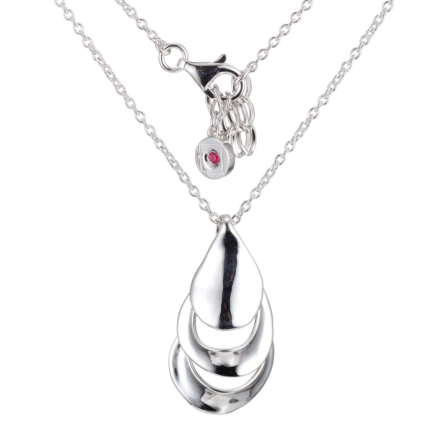 ELLE Tranquility Triple Layer Pendant Necklace - Silver