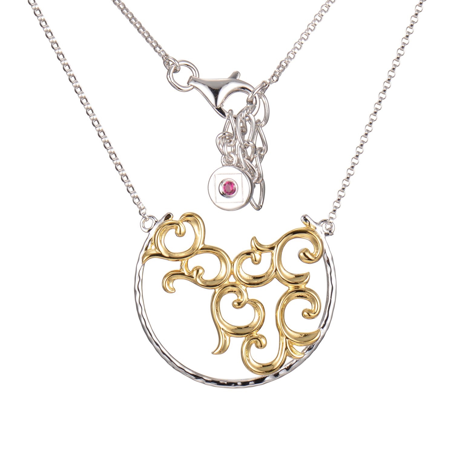 ELLE Florabella Crescent with Vines Two Tone Necklace
