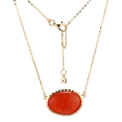 ELLE Fire and Ice Neck Orange Quartz Pendant Necklace - Gold