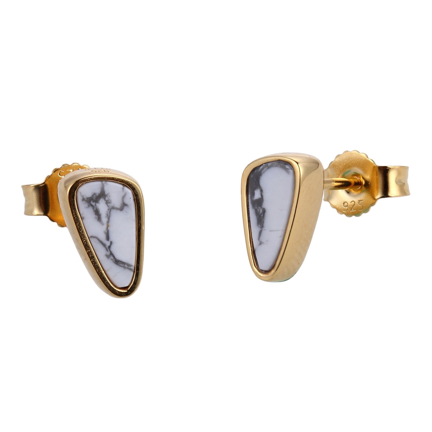 ELLE Serenity White Howlite Post Earrings - Gold