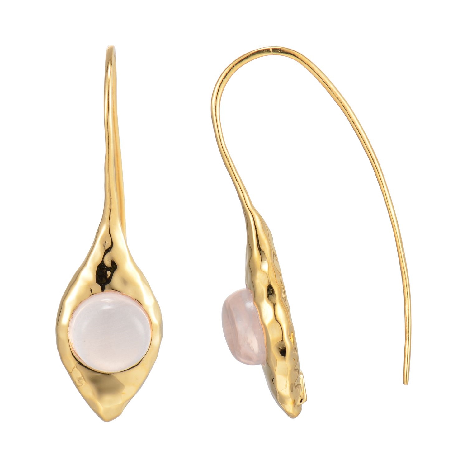 ELLE View Rose Quartz Wire Earrings - Gold