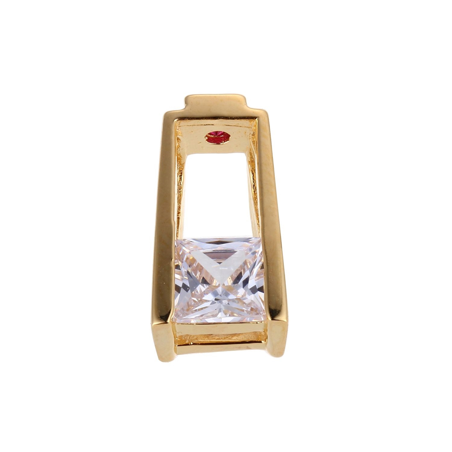 ELLE CZ Princess Cut Cubic Zirconia Pendant - Gold