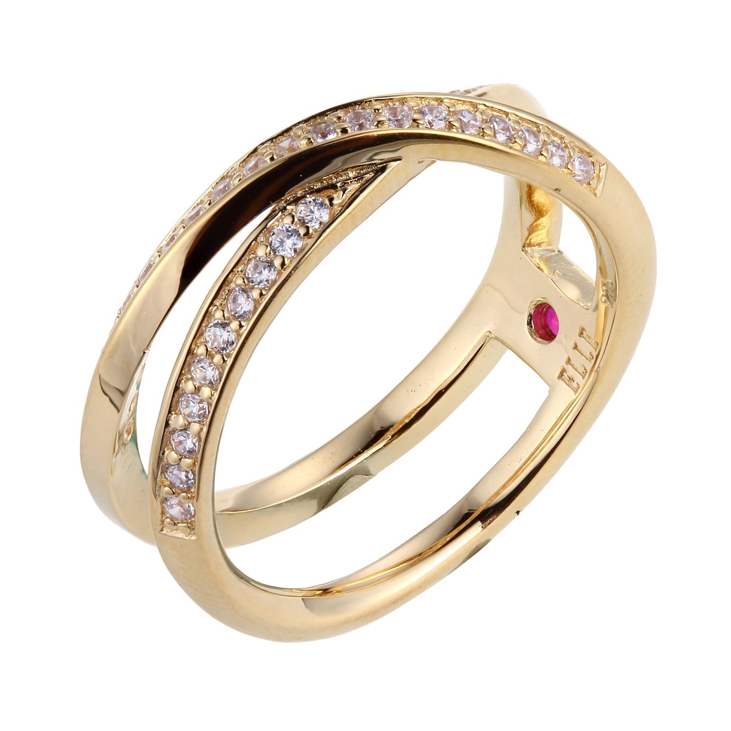 ELLE River Narrow Criss Cross Channel Set Ring Size 7 - Gold