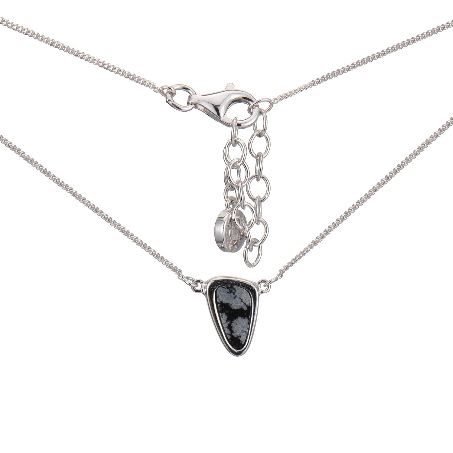 ELLE Serenity Snow Obsidian Necklace - Silver