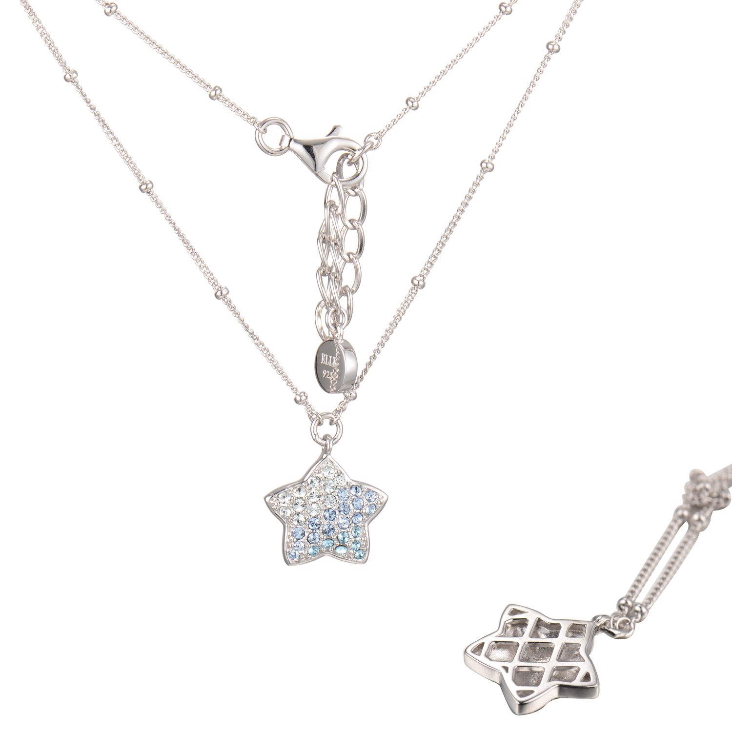 ELLE Cascade Light Blue Swarovski Crystals Star Necklace - Silver