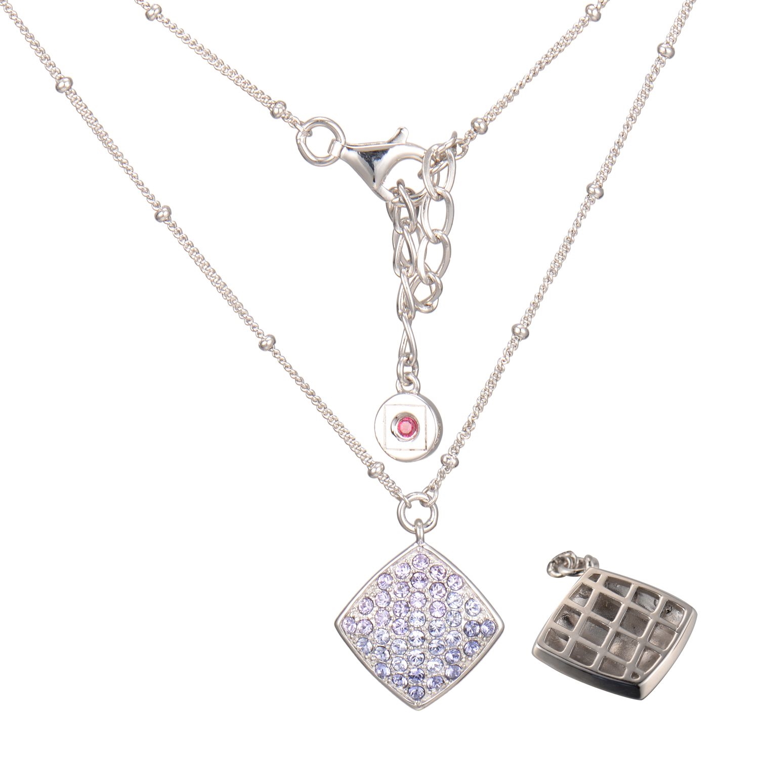 ELLE Cascade Purple Swarovski Crysatal Diamond Necklace - Silver